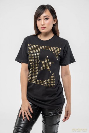 Elton John: Unisex T-Shirt: E Logo (Black) (Embellished) (Large)
