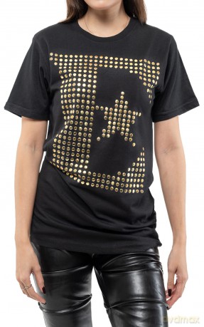Elton John: Unisex T-Shirt: E Logo (Black) (Embellished) (Medium)