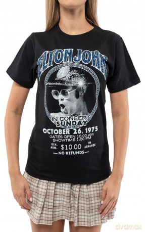 Elton John: Unisex T-Shirt: In Concert (Black) (Embellished) (Large)