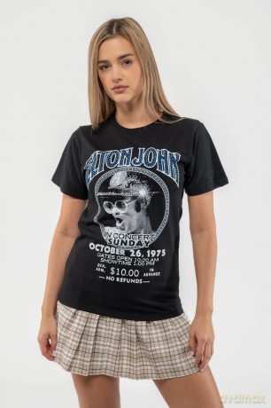 Elton John: Unisex T-Shirt: In Concert (Black) (Embellished) (Small)