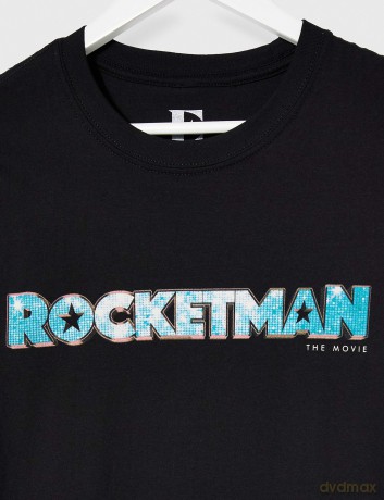 Elton John: Unisex T-Shirt: Rocketman Movie Logo (Black) (Medium)