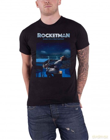 Elton John: Unisex T-Shirt: Rocketman Starry Night (Black) (Large)