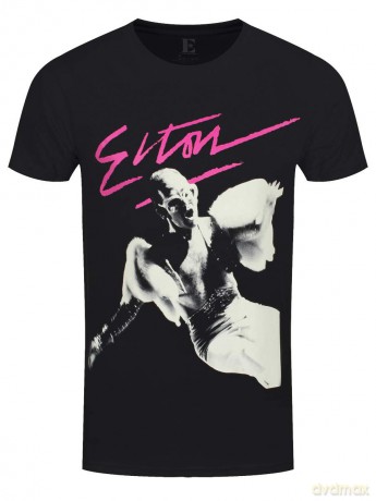 Elton John: Unisex Tee: Pink Brush (Back Print) (Medium)