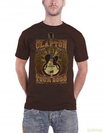 Eric Clapton: Unisex T-Shirt: Tour 2008 (Brown) (Medium)