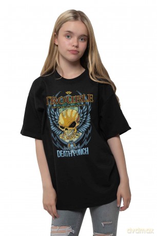 Five Finger Death Punch: Kids T-Shirt: Trouble (Black) (9-10 Years)