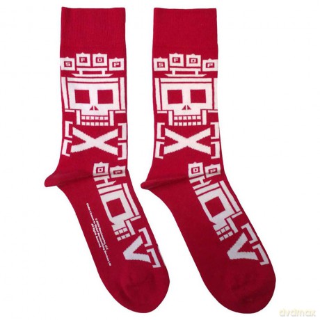 Five Finger Death Punch: Unisex Ankle Socks: Pixeled Skull Repeat (Red) (UK Size 7 - 11)
