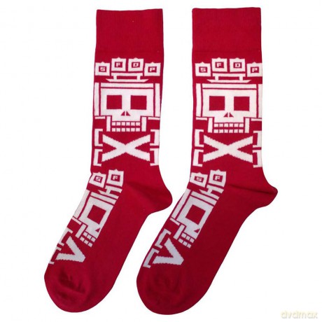 Five Finger Death Punch: Unisex Ankle Socks: Pixeled Skull Repeat (Red) (UK Size 7 - 11)