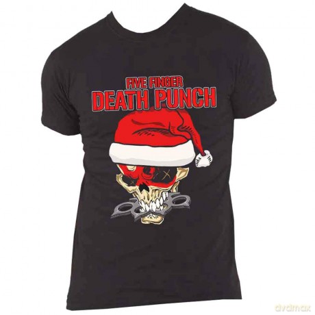 Five Finger Death Punch: Unisex T-Shirt: Santa Knucklehead (Black) (Large)