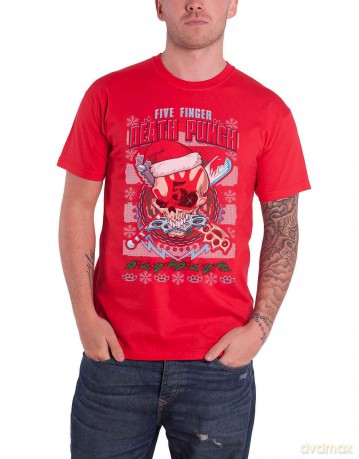 Five Finger Death Punch: Unisex T-Shirt: Zombie Kill Xmas (Red) (Large)