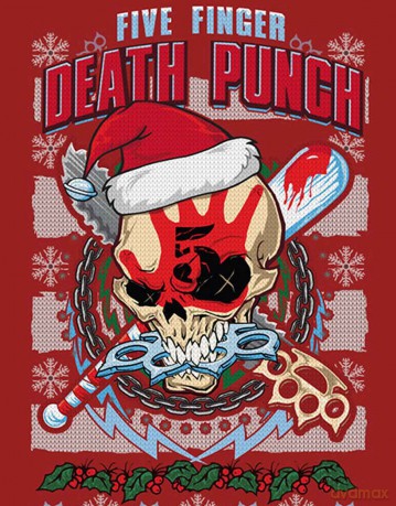 Five Finger Death Punch: Unisex T-Shirt: Zombie Kill Xmas (Red) (Large)