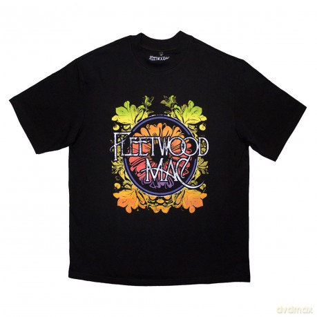 Fleetwood Mac: Unisex Oversized Boxy T-Shirt: Circle Floral Logo (Black) (Small)