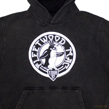 Fleetwood Mac: Unisex Stone Wash Pullover Hoodie: Tour '82 Penguin (Charcoal Grey) (Large)