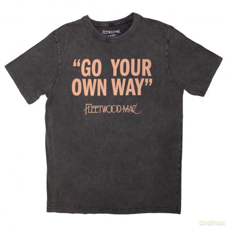 Fleetwood Mac: Unisex Stone Wash T-Shirt: Go Your Own Way (Charcoal Grey) (XX-Large)