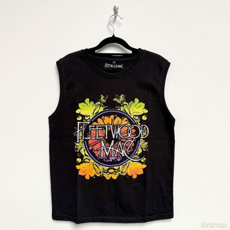 Fleetwood Mac: Unisex Tank T-Shirt: Circle Floral Logo (Black) (Large)