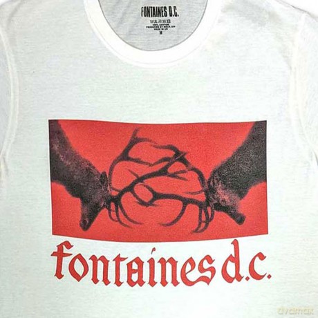 Fontaines D.C.: Unisex T-Shirt: Clashing Stags (White) (Medium)