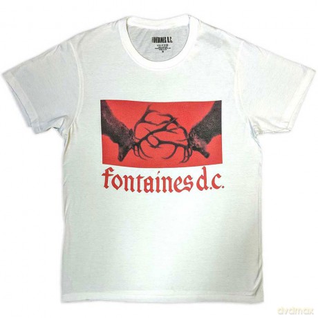Fontaines D.C.: Unisex T-Shirt: Clashing Stags (White) (Small)