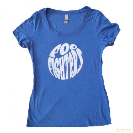 Foo Fighters: Ladies T-Shirt: 70s Logo (Blue) (Ex-Tour) (Medium)