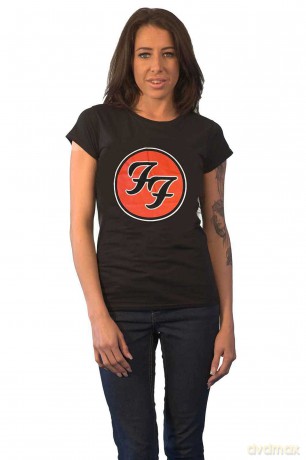 Foo Fighters: Ladies T-Shirt: FF Logo (Black) (Small)