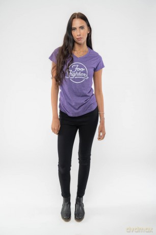 Foo Fighters: Ladies T-Shirt: Text Logo (Purple) (Ex-Tour) (Medium)