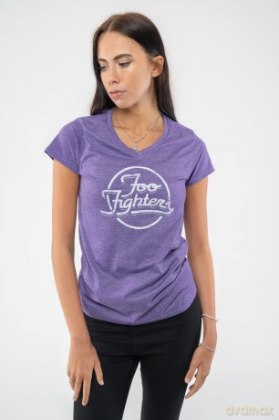 Foo Fighters: Ladies T-Shirt: Text Logo (Purple) (Ex-Tour) (Medium)