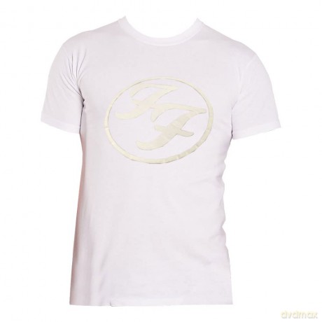 Foo Fighters: Unisex T-Shirt: FF Logo (White) (Hi-Build White-On-White) (Medium)