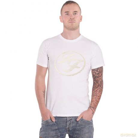 Foo Fighters: Unisex T-Shirt: FF Logo (White) (Hi-Build White-On-White) (X-Large)