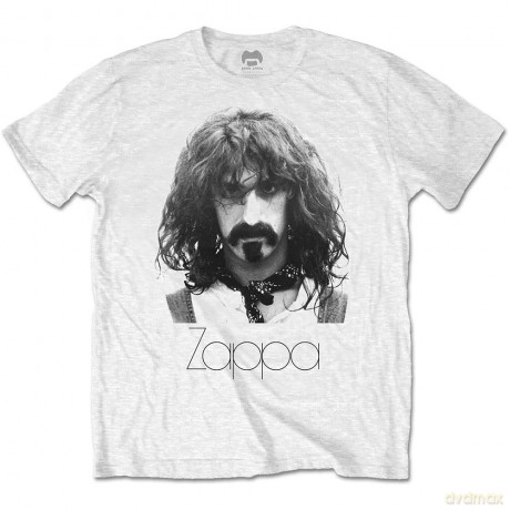 Frank Zappa: Unisex T-Shirt: Thin Logo Portrait (White) (Small)