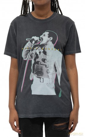 Freddie Mercury: Unisex T-Shirt: Glow (Black) (Wash Collection) (Medium)