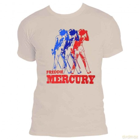 Freddie Mercury: Unisex T-Shirt: Multicolour Photo (Sand) (Medium)