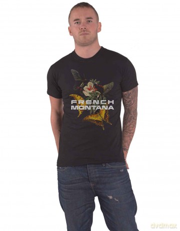 French Montana: Unisex T-Shirt: Butterfly (Black) (Medium)