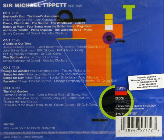 Tippet:Vocal Music [4CD]