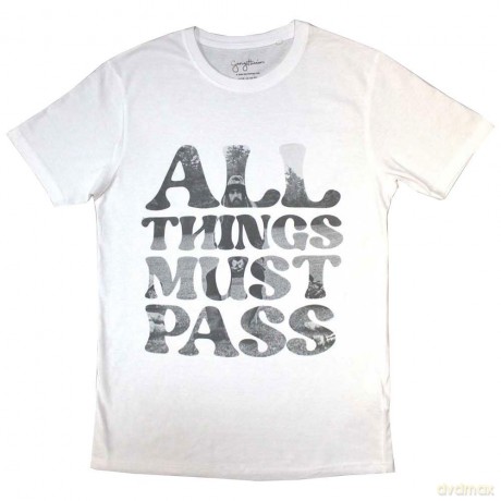 George Harrison: Unisex T-Shirt: All Things Must Pass Text Infill (White) (Medium)