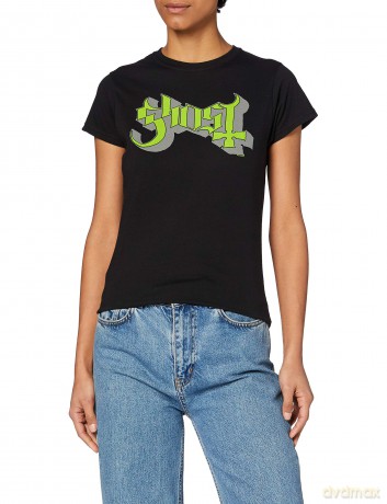 Ghost: Ladies Tee: Green/Grey Keyline Logo with Skinny Fitting (Medium)