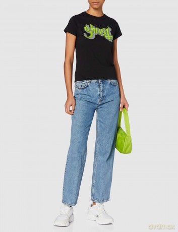 Ghost: Ladies Tee: Green/Grey Keyline Logo with Skinny Fitting (Medium)