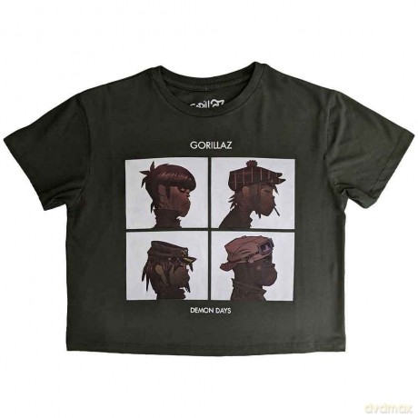 Gorillaz: Ladies Crop Top: Demon Days (Green) (Small)