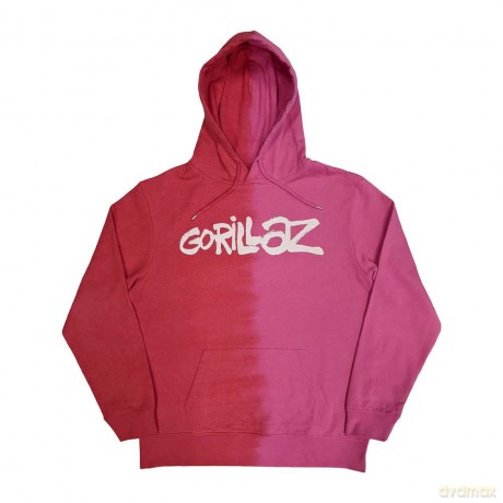 Gorillaz: Unisex Pullover Hoodie: Two-Tone Brush Logo (Red) (Wash Collection) (Small)