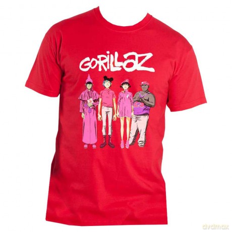 Gorillaz: Unisex T-Shirt: Cracker Island Standing Group (Red) (Large)