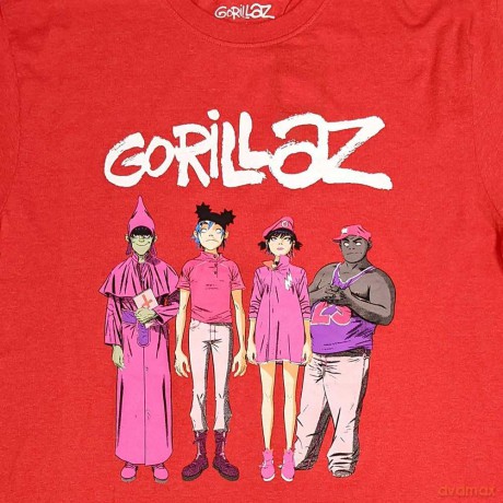 Gorillaz: Unisex T-Shirt: Cracker Island Standing Group (Red) (XX-Large)