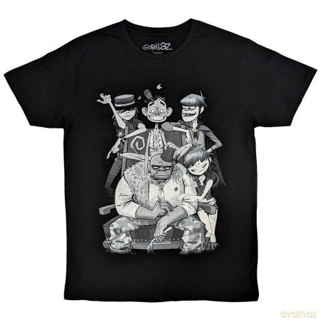 Gorillaz: Unisex T-Shirt: George Spray (Black) (Back Print) (Large)
