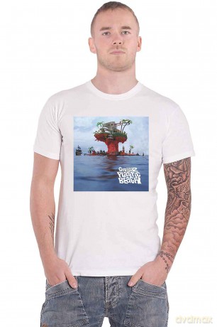 Gorillaz: Unisex T-Shirt: Plastic Beach (White) (Large)