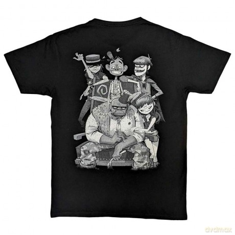 Gorillaz: Unisex T-Shirt: Pocket Spray - George Group (Black) (Back Print) (Small)