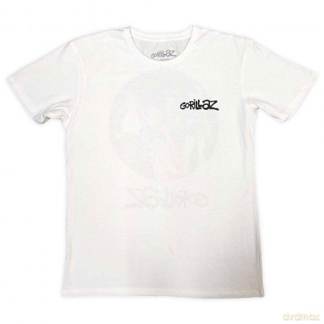 Gorillaz: Unisex T-Shirt: Song Machine Brush Logo (White) (Back Print) (Large)
