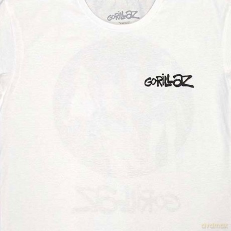 Gorillaz: Unisex T-Shirt: Song Machine Brush Logo (White) (Back Print) (Medium)
