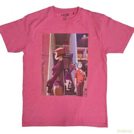 Gorillaz: Unisex T-Shirt: The Static Channel (Pink) (Back Print) (XX-Large)