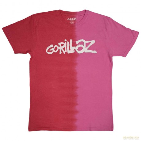 Gorillaz: Unisex T-Shirt: Two-Tone Brush Logo (Red) (Wash Collection) (X-Large)