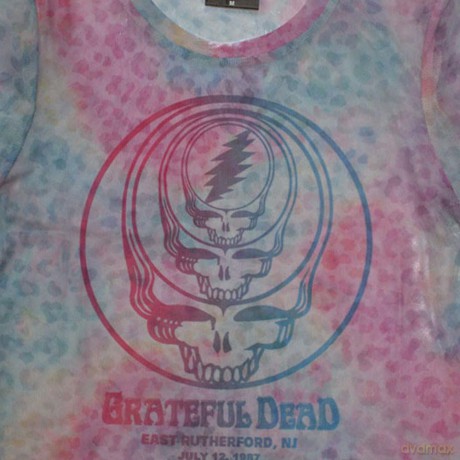 Grateful Dead: Ladies Crop Top: Concentric Skulls (Light Blue) (Mesh) (Small)