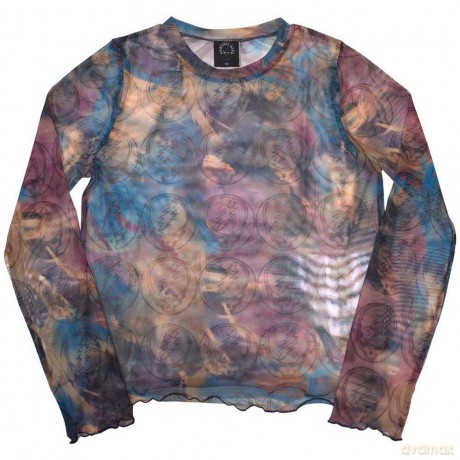 Grateful Dead: Ladies Long Sleeve Crop Top: Stealy AOP (Purple) (Mesh) (Small)