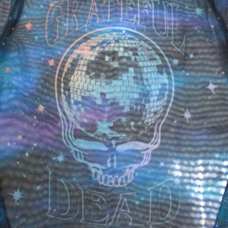 Grateful Dead: Ladies Long Sleeve Crop Top: Stealy Glitter Ball (Blue) (Mesh) (Large)