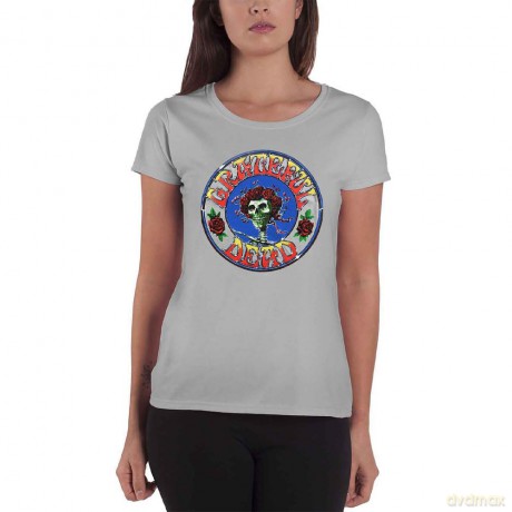 Grateful Dead: Ladies T-Shirt: Bertha Circle Vintage Wash (Grey) (X-Small)