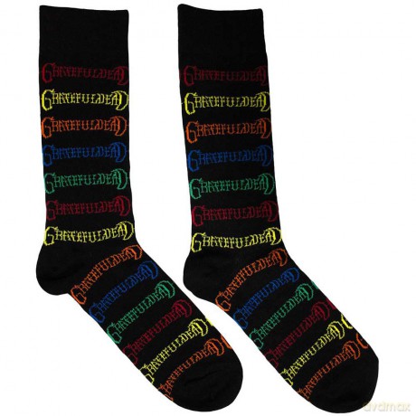 Grateful Dead: Unisex Ankle Socks: Coloured Logos Pattern (Black) (UK Size 6 - 11)